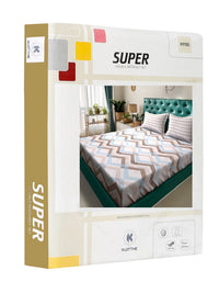 KLOTTHE Pink Chevron Polycotton 300 TC Fitted King Fine Bedsheet with 2 Pillow Covers-98 x 89 inches