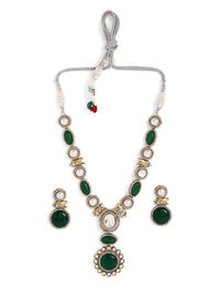 Priyaasi Gold Plated Ad Studded & Pearls Beaded Jewellery Set
