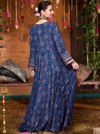 Global Desi Women Floral Printed Square Neck Maxi Ethnic Dresses with Shrug