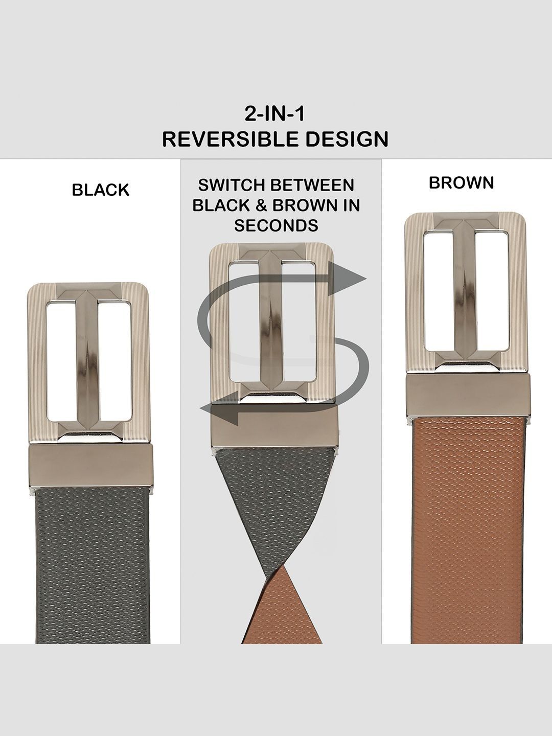 Teakwood Leathers Men Textured Leather Reversible Formal Belt