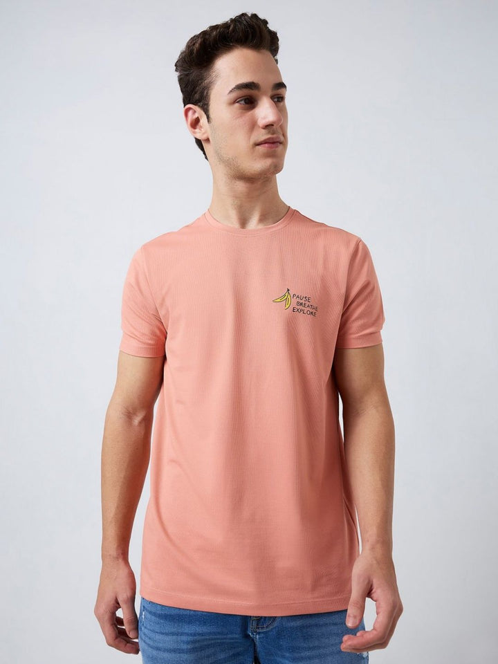 SPYKAR Men Typography Printed Round Neck Cotton Slim Fit T-shirt