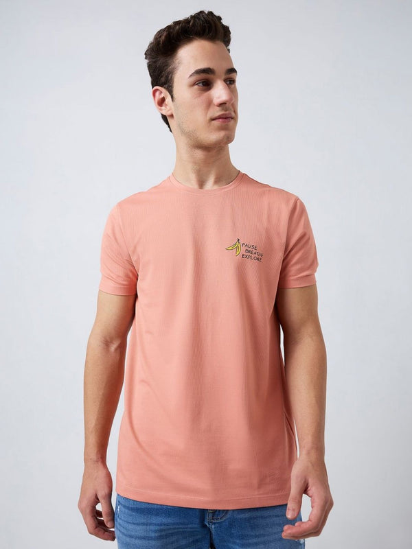 T-shirt t-shirt t-shirt yang dicetak di leher bulat