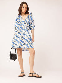 DressBerry Modern Minimalism Striped Swirls Shirt Dress