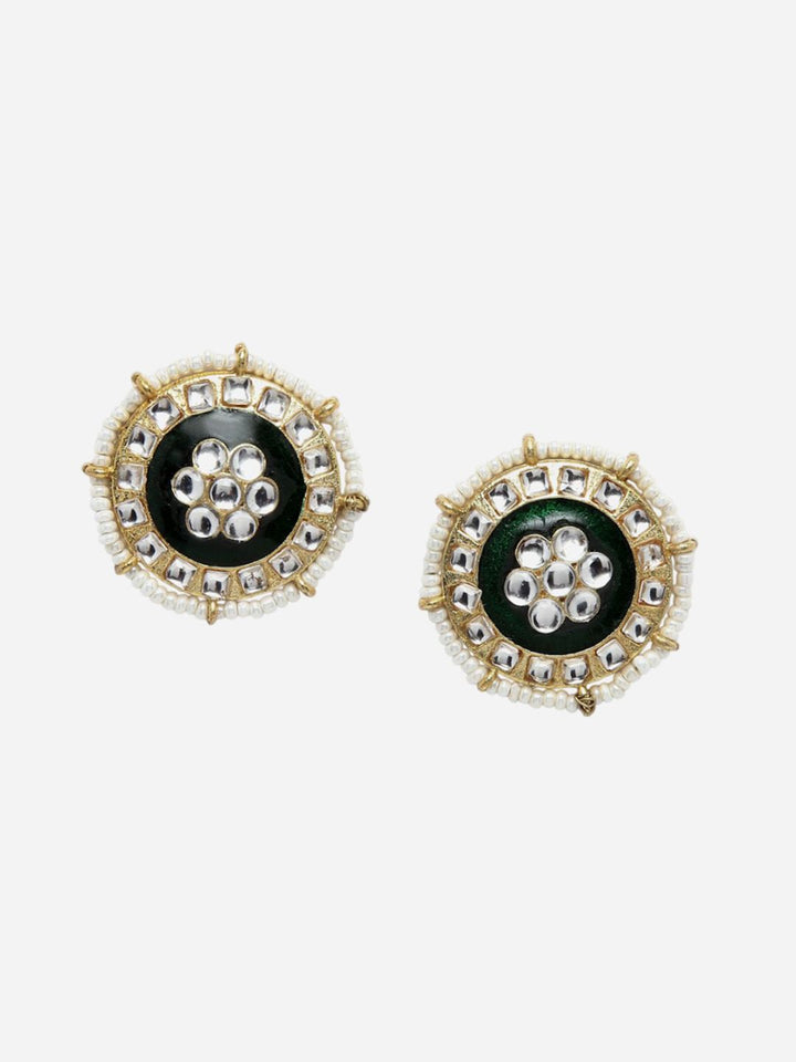 Anouk Gold-Plated Cubic Zirconia Studded Circular Shaped Studs