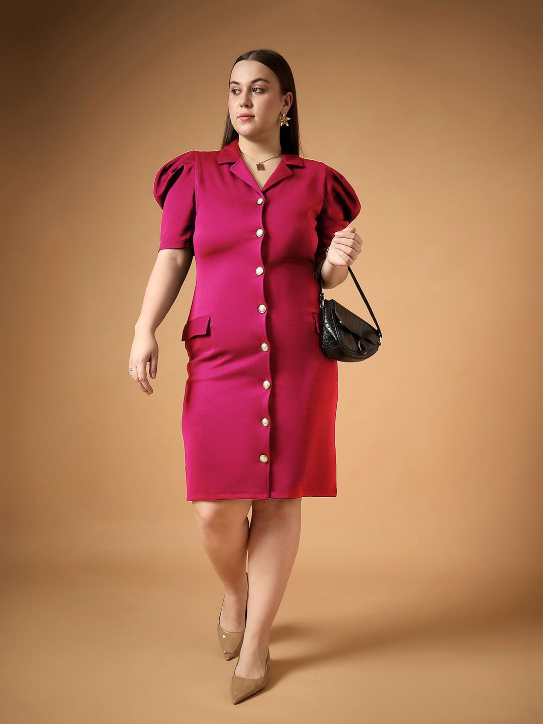 SASSAFRAS Women Curve Scuba Sheath Midi Dress