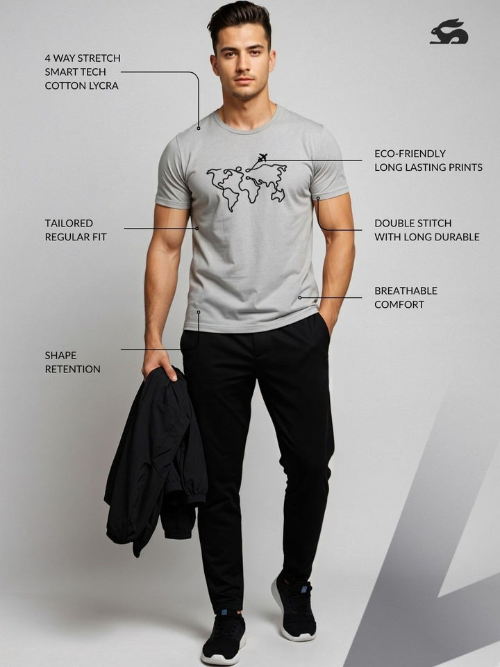 ADRO Perbualan Bercetak Lengan Pendek T-shirt Regular Fit