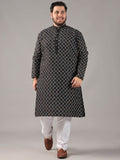 SOJANYA PLUS Size Geometric Embroidered Band Collar Thread Work Straight Kurta