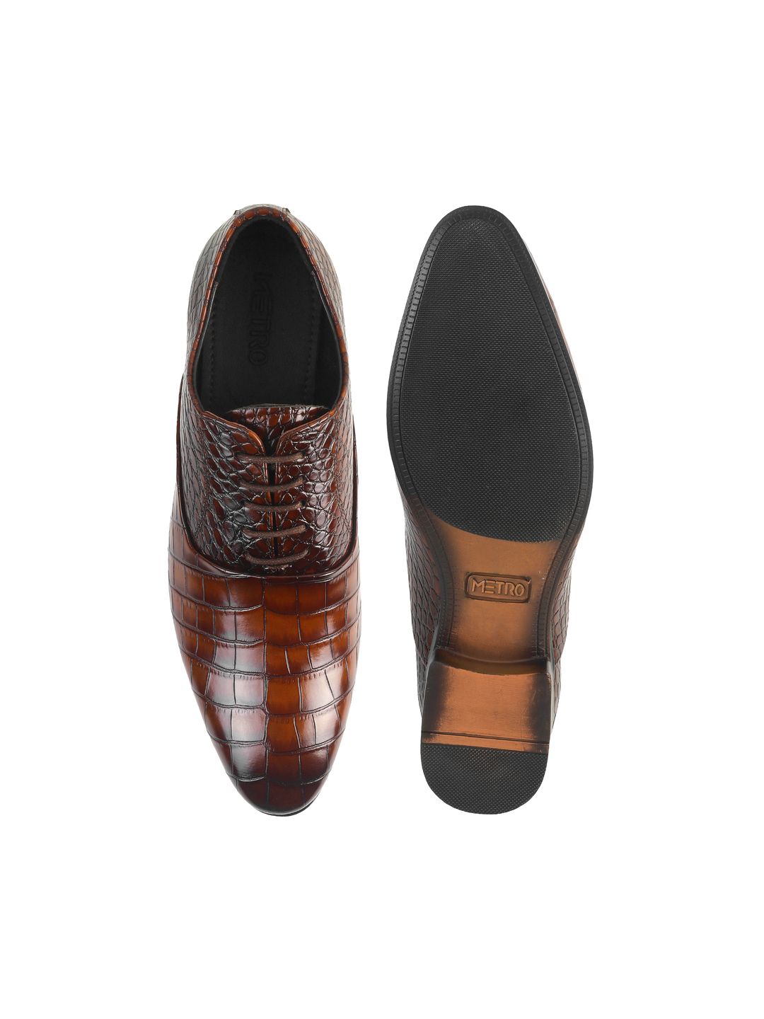 Metro Men Textured Lace Up Leather Brogues