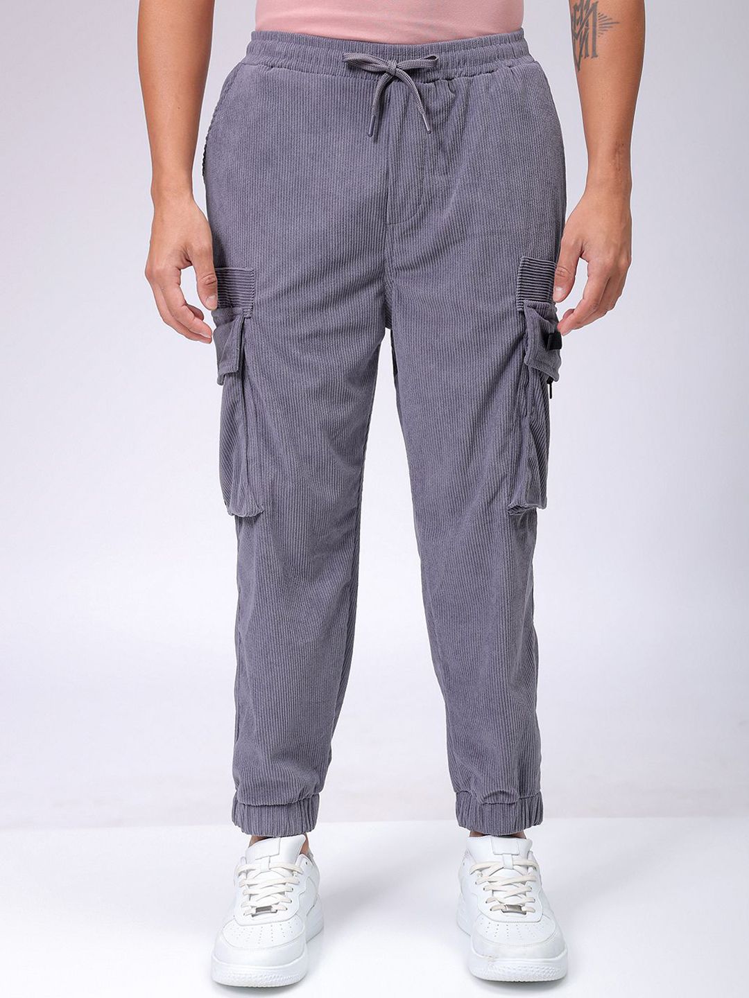 The Indian Garage Co Men Textured Loose Fit Joggers Trousers