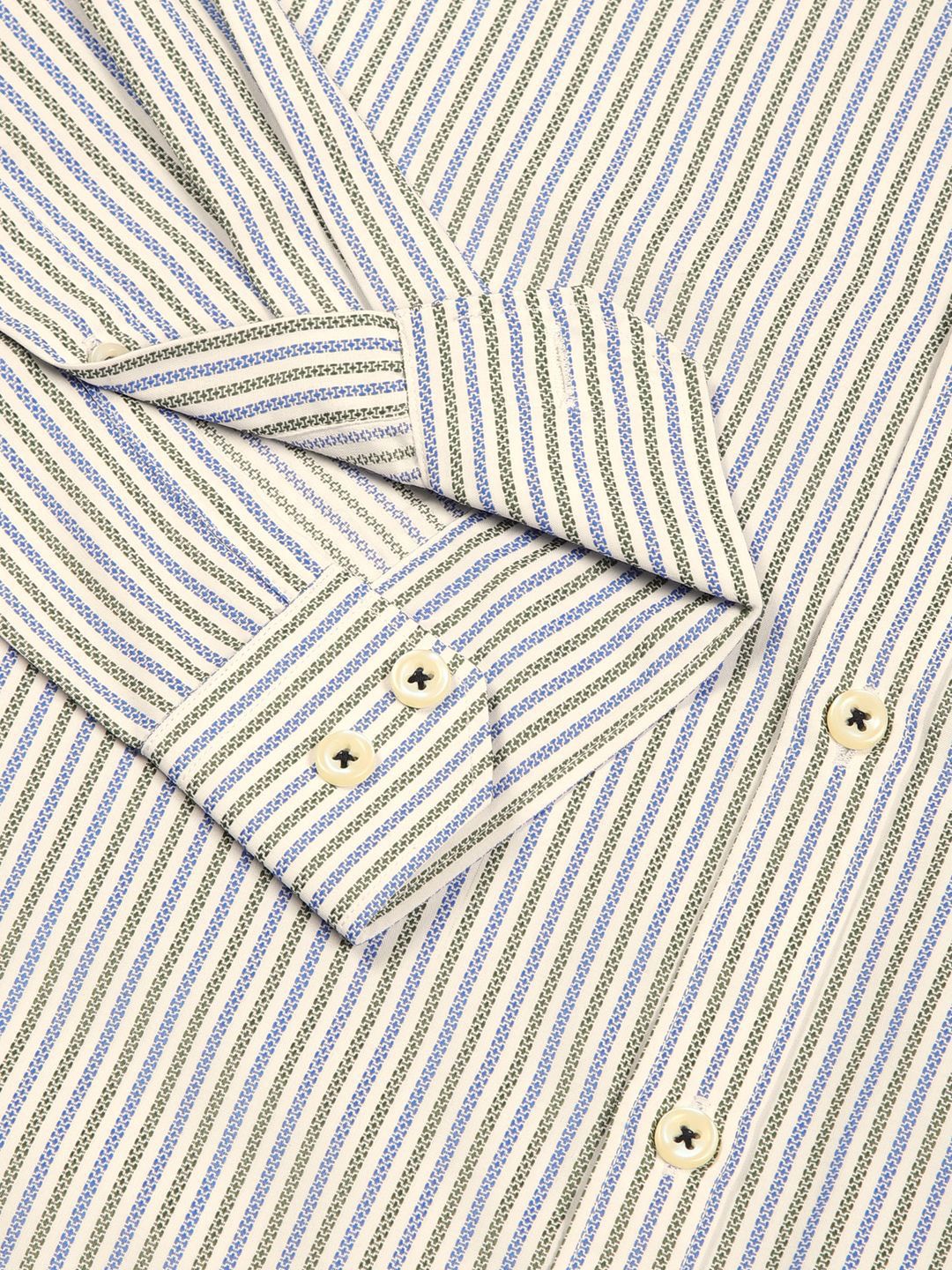 Thomas Scott Men Smart Spread Collar Pinstripes Striped Cotton Formal Shirt