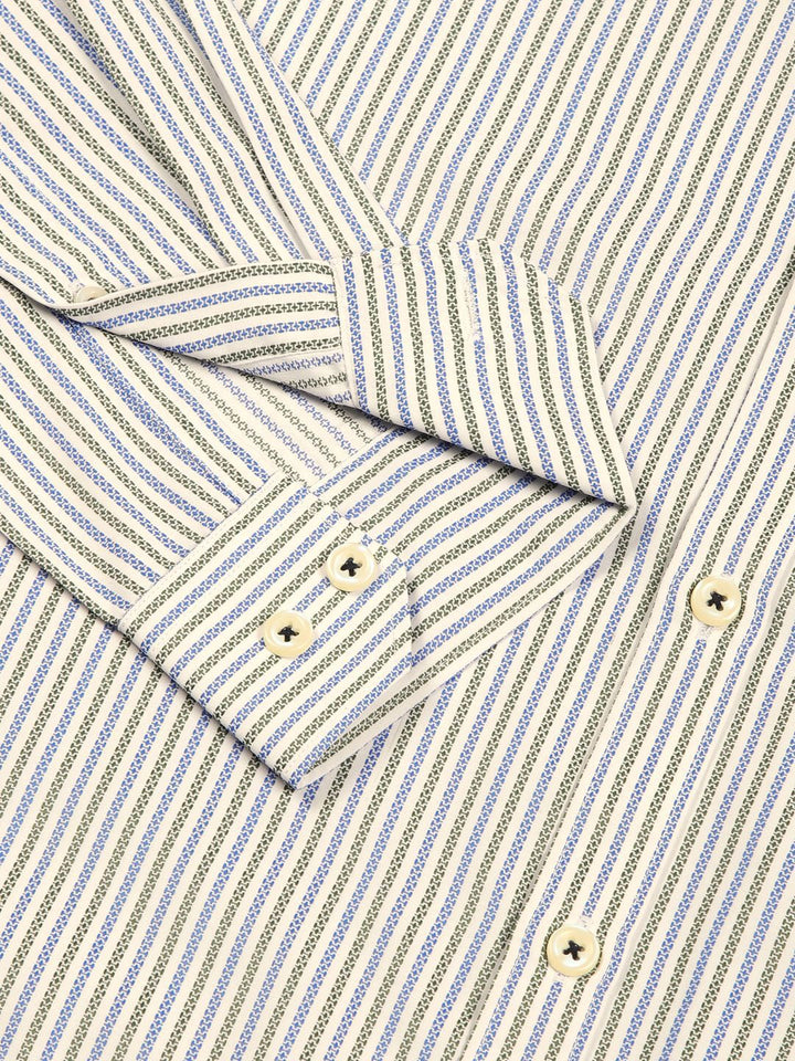 Thomas Scott Men Smart Spread Collar Pinstripes Striped Cotton Formal Shirt