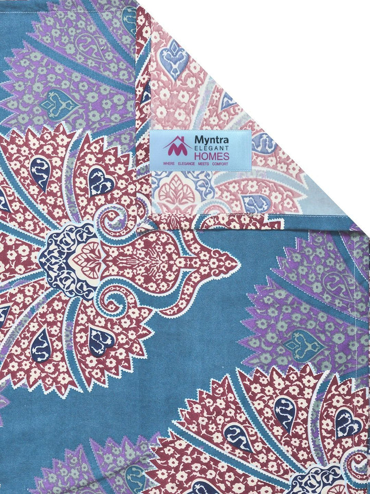 Myntra Elegant Homes Blue 300 TC Super King Double Bedsheet with 2 Pillow Covers
