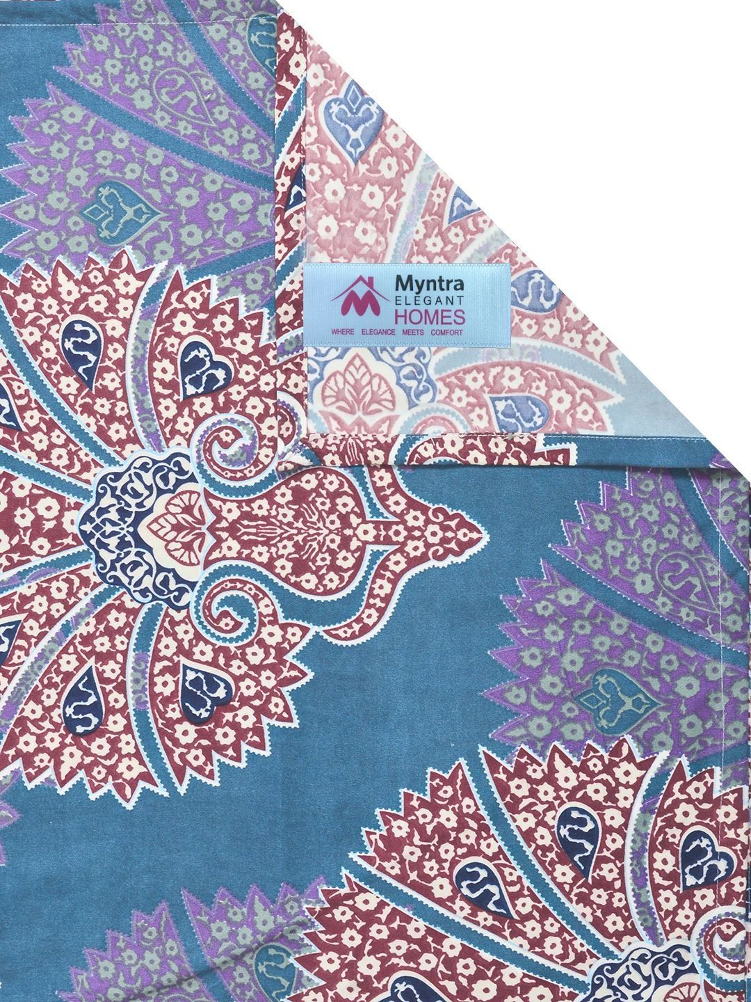 Myntra Elegant Homes Blue 300 TC Super King Double Bedsheet with 2 Pillow Covers