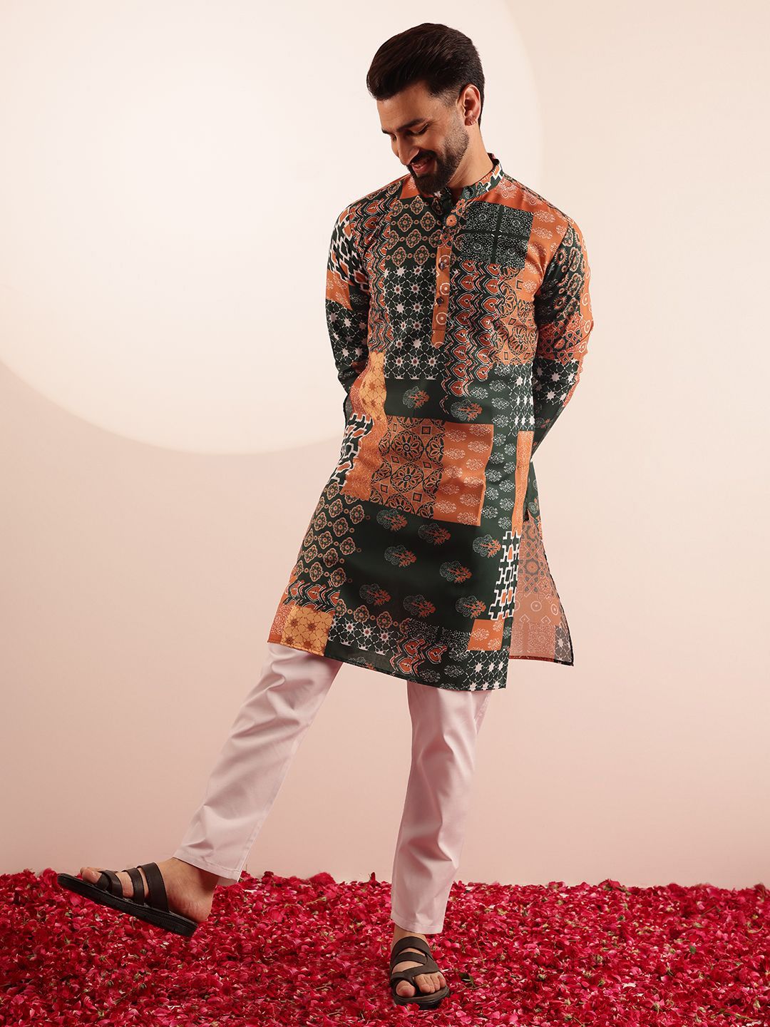 Anouk Ethnic Motifs Printed Mandarin Collar Short Kurta