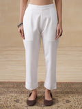 House of Chikankari Women White Cotton Solid Pant