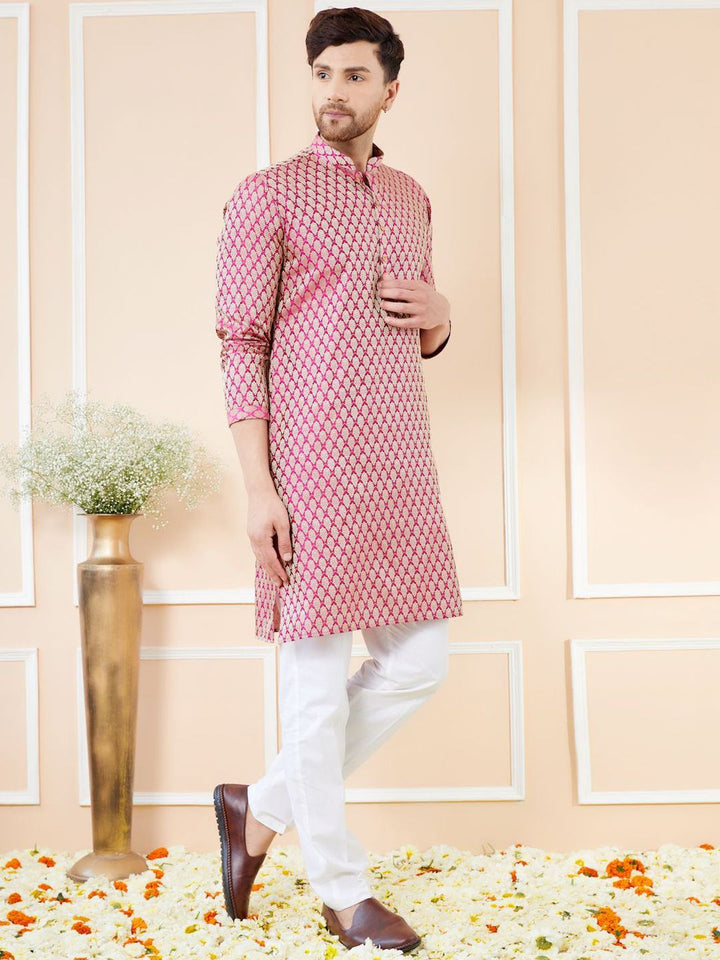See Designs Ethnic Motifs Woven Design Long Sleeves Regular Straight Kurta & Pyjama