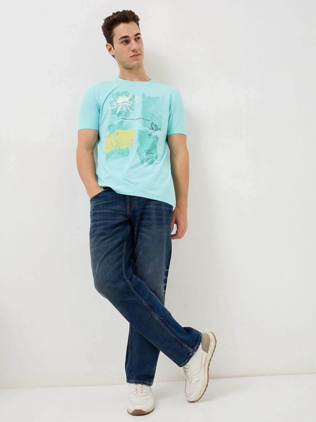 SPYKAR Men Typography Printed Round Neck Cotton Slim Fit T-shirt