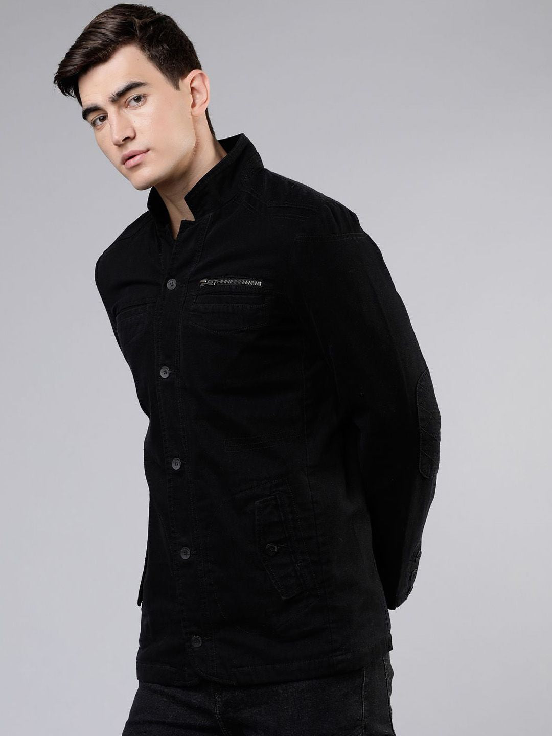 HIGHLANDER Men Cotton Open Front Jacket