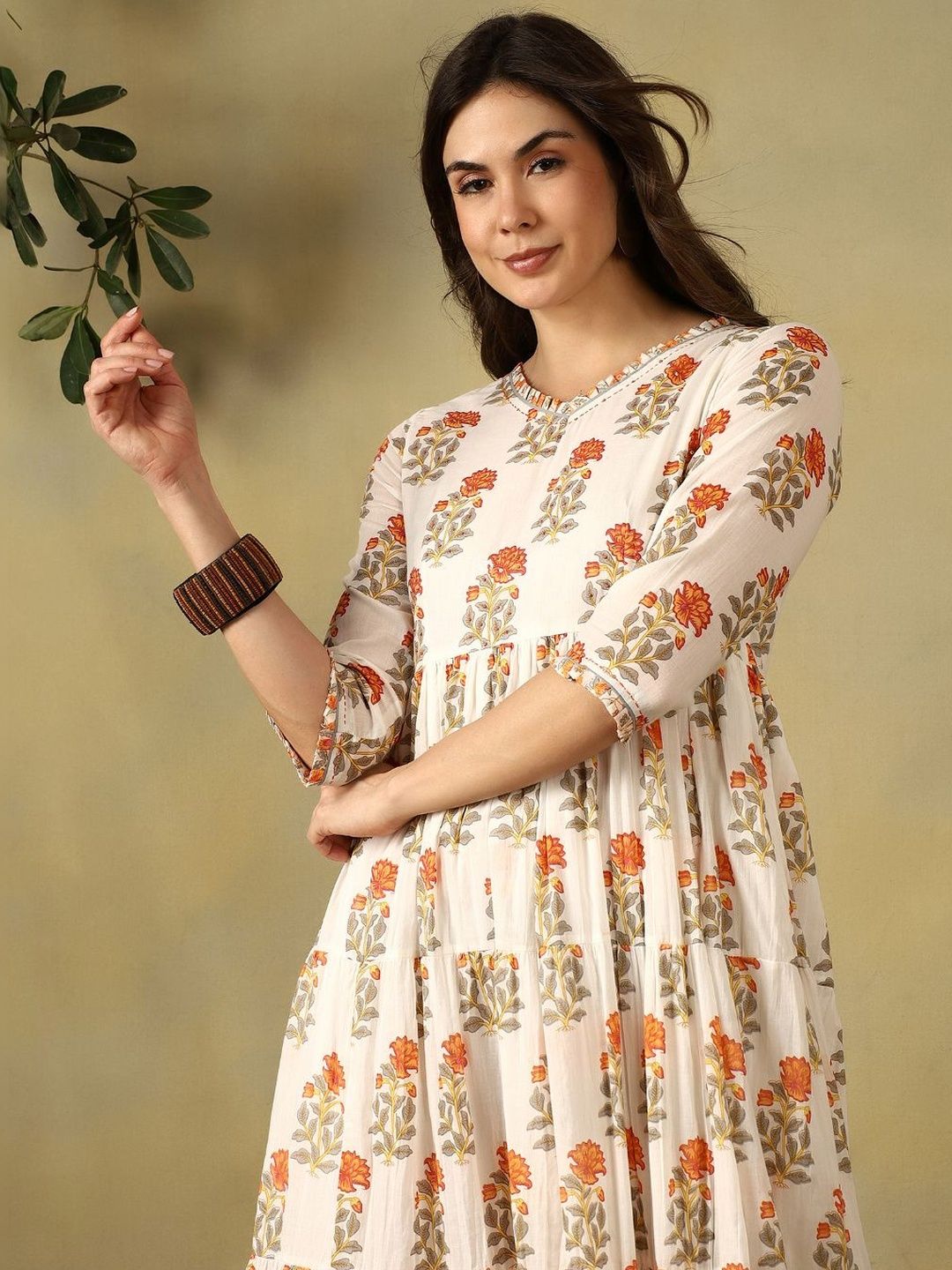 Mamicha Floral Print A-Line Midi Dress