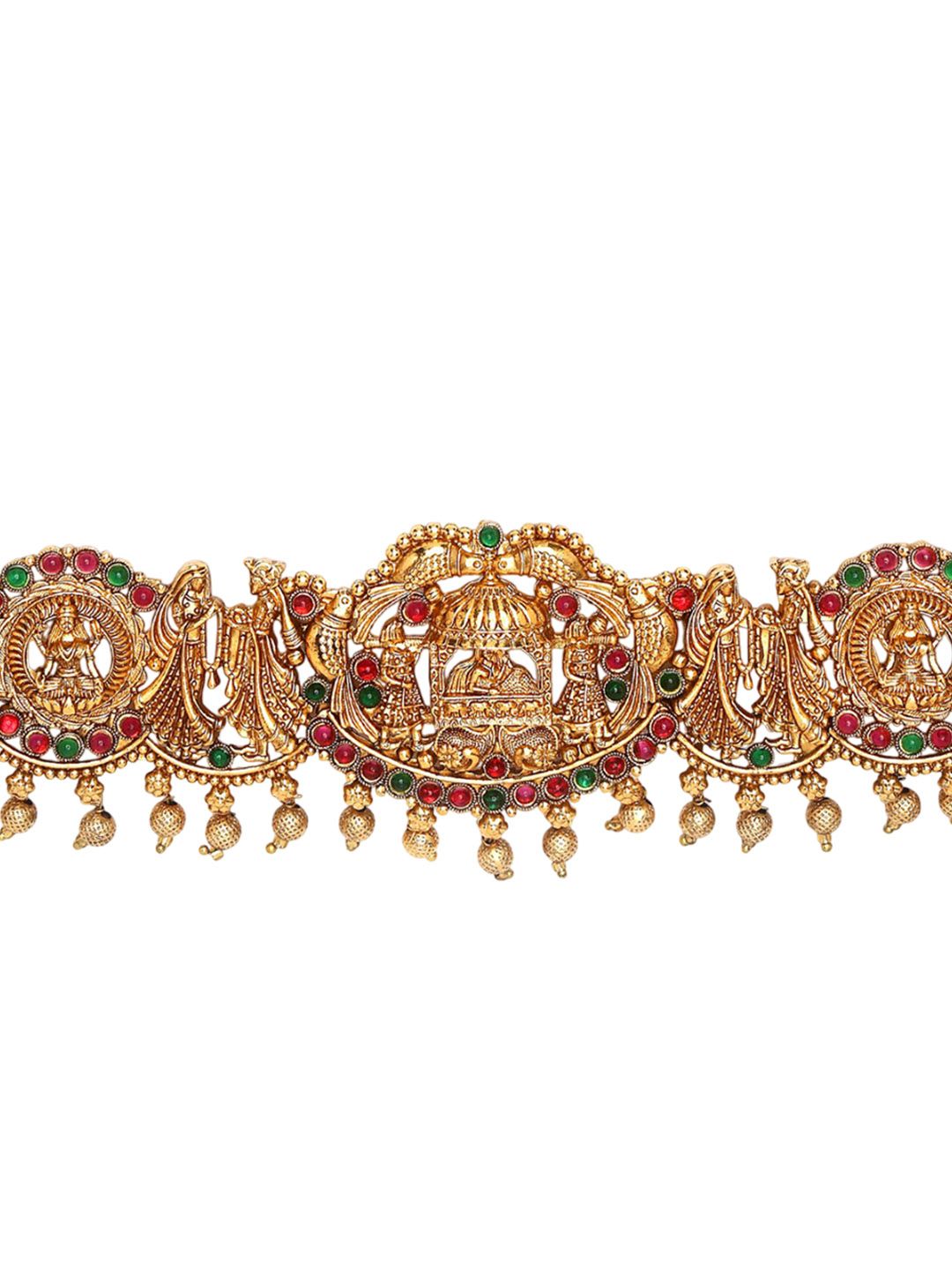 KARATCART Gold Plated Varmala Inspired Artificial Stones Studded Waist Chain