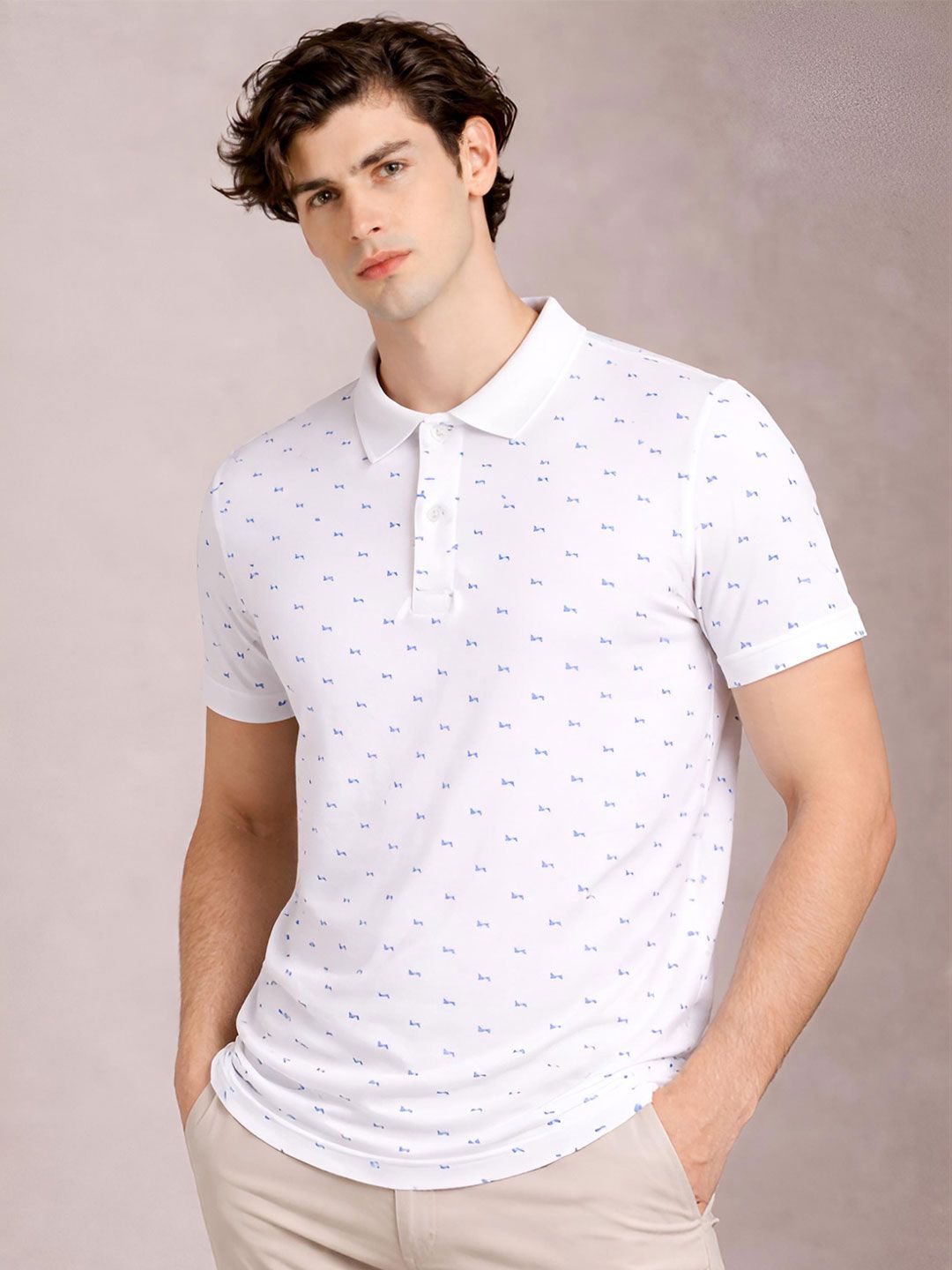 ADRO Men Printed Polo Collar T-shirt