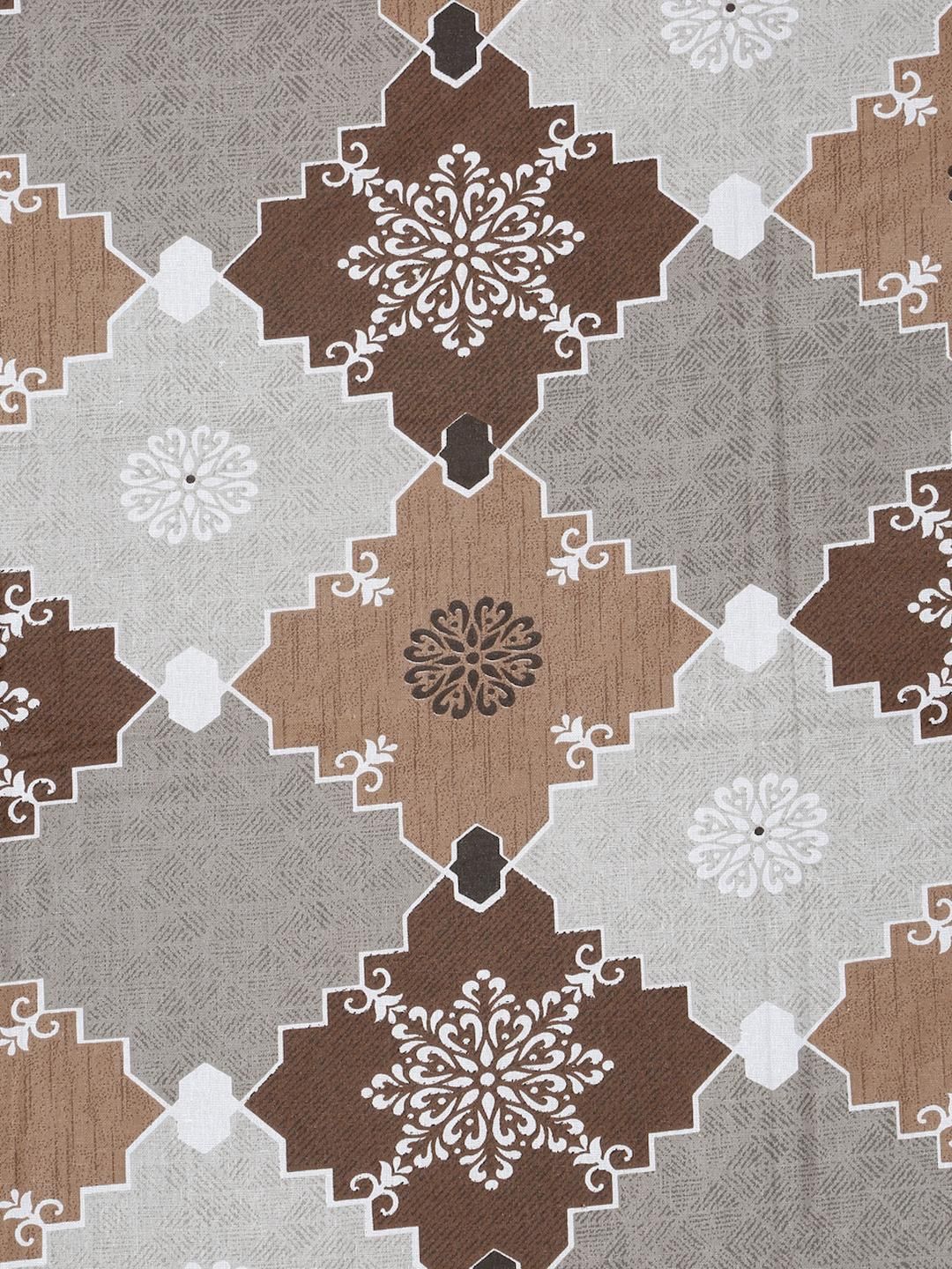 KLOTTHE Brown Floral Pure Cotton 400 TC King Fine Bedsheet with 2 Pillow Covers-98 x 89 inches