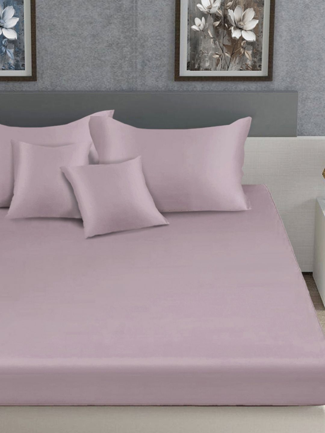 Myntra Elegant Homes Flat 400 TC Cadar Katil Super King Dengan 2 Sarung Bantal & 2 Sarung Kusyen
