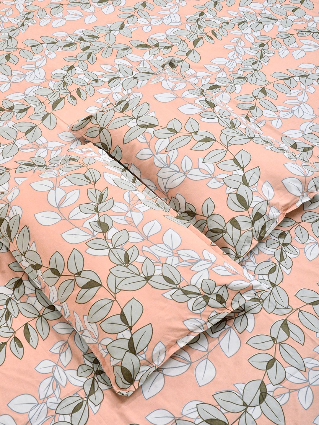 Myntra Elegant Homes Orange Floral 300 TC King Bedsheet with 2 Pillow Covers