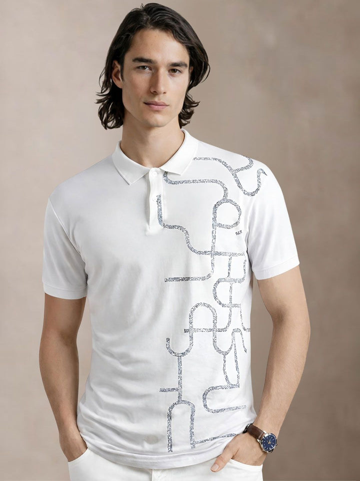 ADRO Men Printed Polo Collar T-shirt