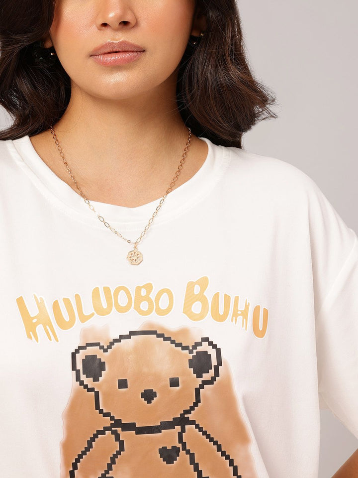 DressBerry Snuggle Spritz Printed Drop-Shoulder T-shirt