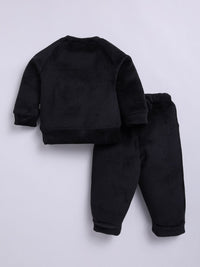 Moms Love Infant Boys Ribbed Velvet-Finish Pure Cotton Sweatshirt With Joggers