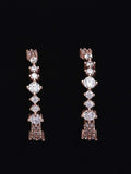 PANASH 925 Sterling Silver Rose Bersalut Emas Zirkonia Kubik Subang Setengah Gelung