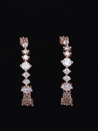 PANASH 925 Sterling Silver Rose Bersalut Emas Zirkonia Kubik Subang Setengah Gelung
