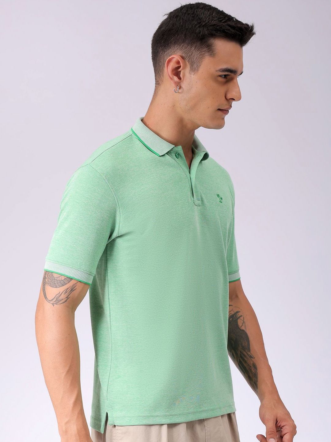 The Indian Garage Co Men Solid Polo Collar T-shirt