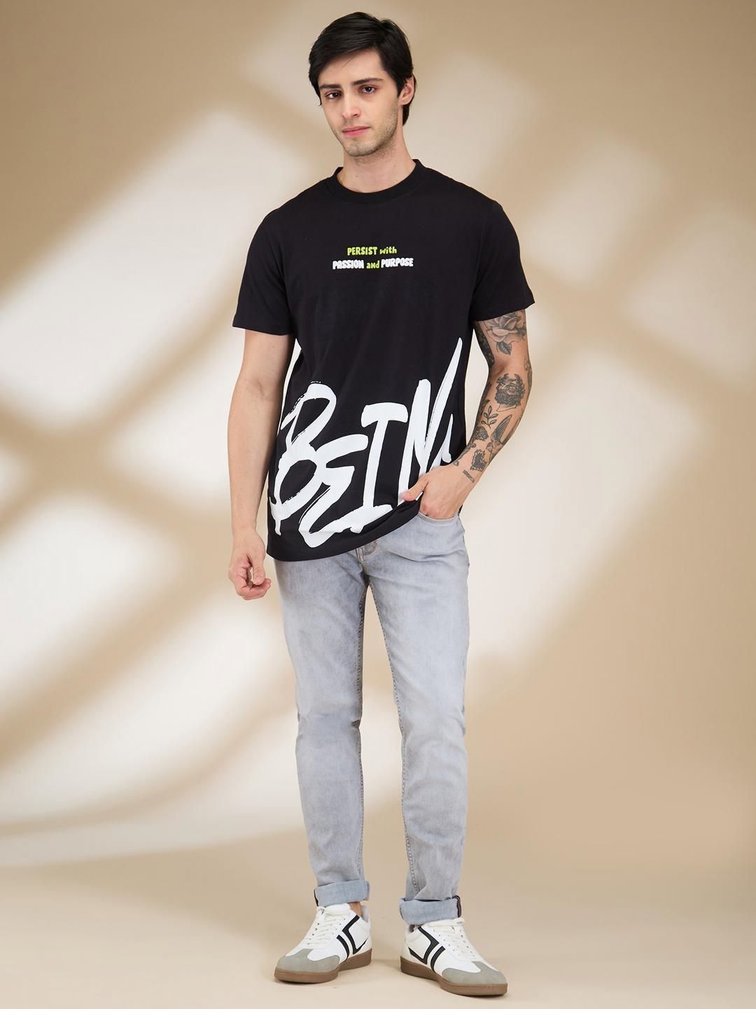 Being Human Men Typography Printed Round Neck Cotton T-shirt