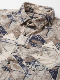 VASTRADO Men Classic Slim Fit Spread Collar Abstract Printed Cotton Casual Shirt
