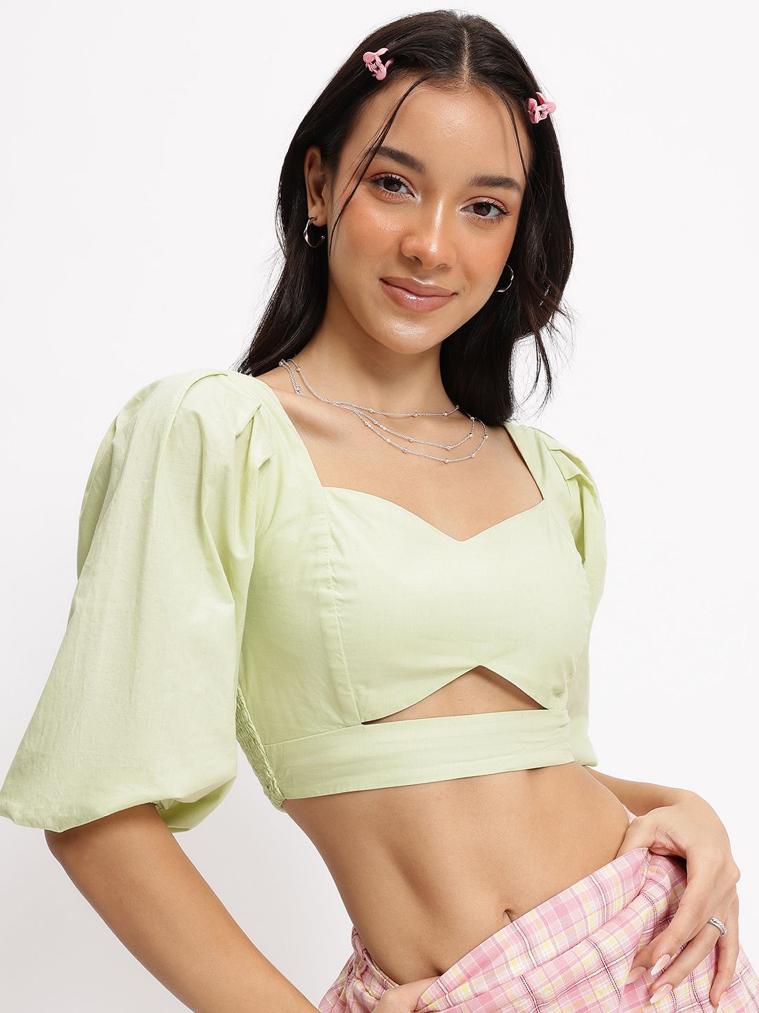 DressBerry Smock Serenade Cut-Out Sweetheart Neck Crop Top