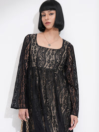Tokyo Talkies Women Lace Fit Flare Mini Dress