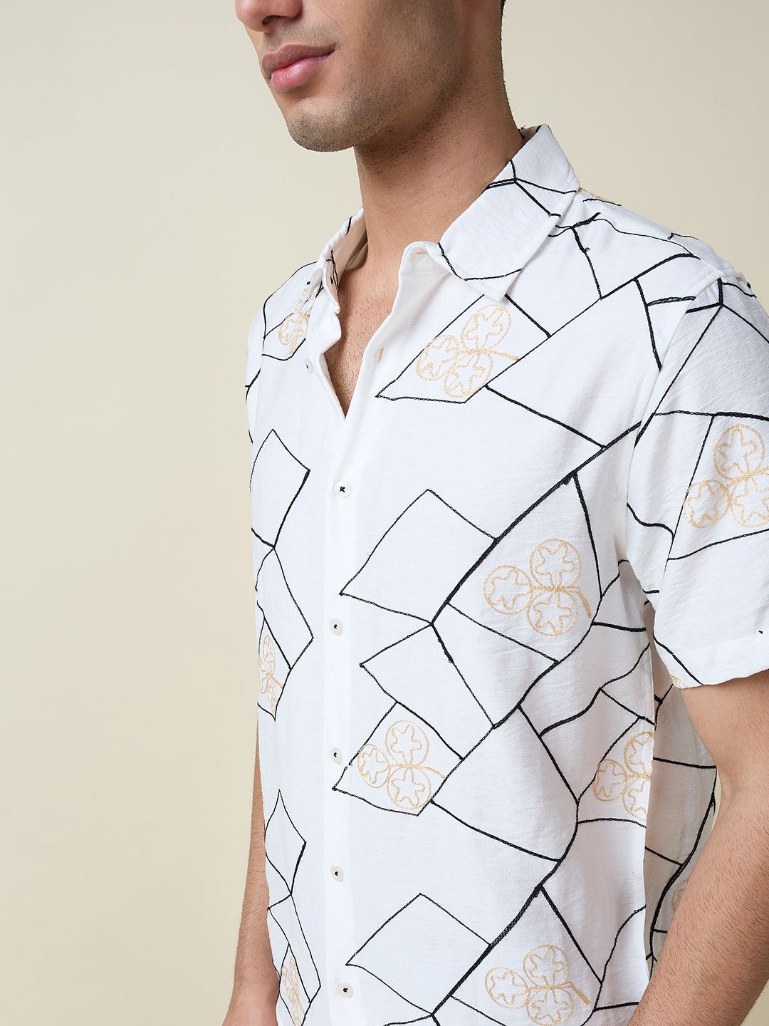Thomas Scott Men Embroidered Regular Fit Casual Shirt
