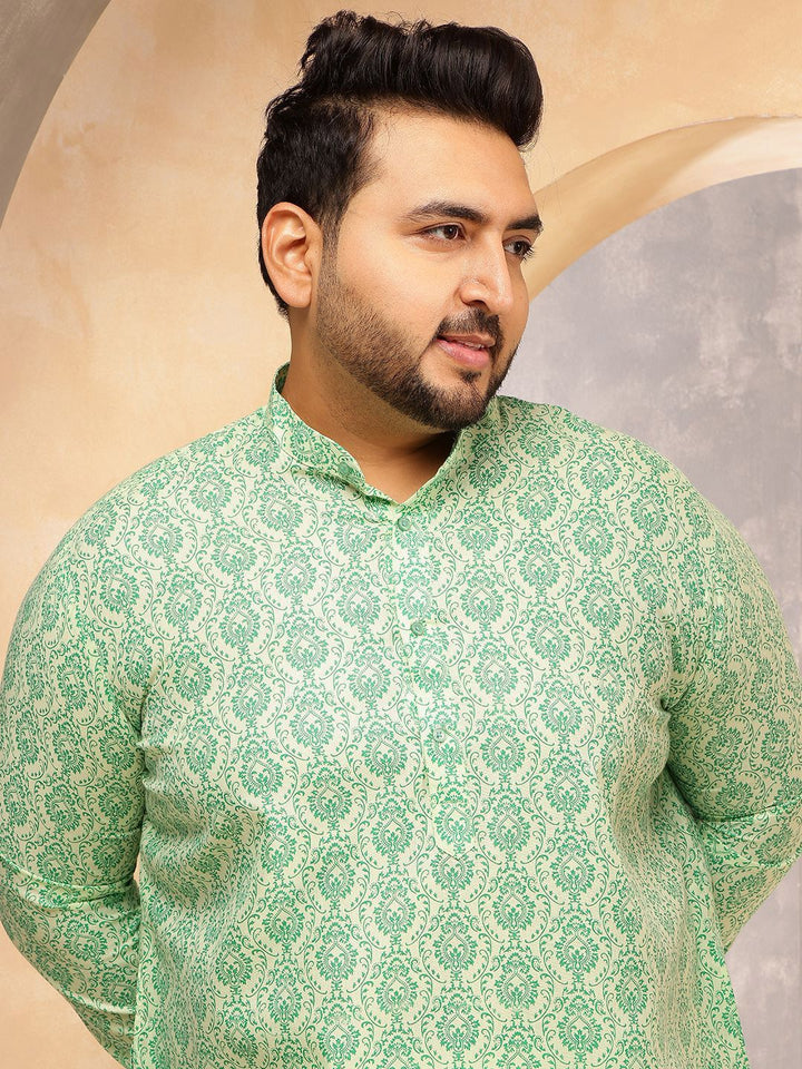 SOJANYA PLUS Men Bandhani Printed Festive Linen Straight Kurta
