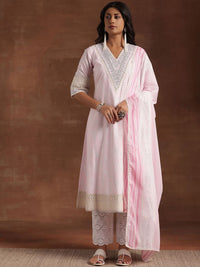 Libas Floral Printed Pure Cotton Kurta with Trousers & Dupatta
