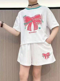 YK Girls Printed Round Neck T-Shirt With Shorts