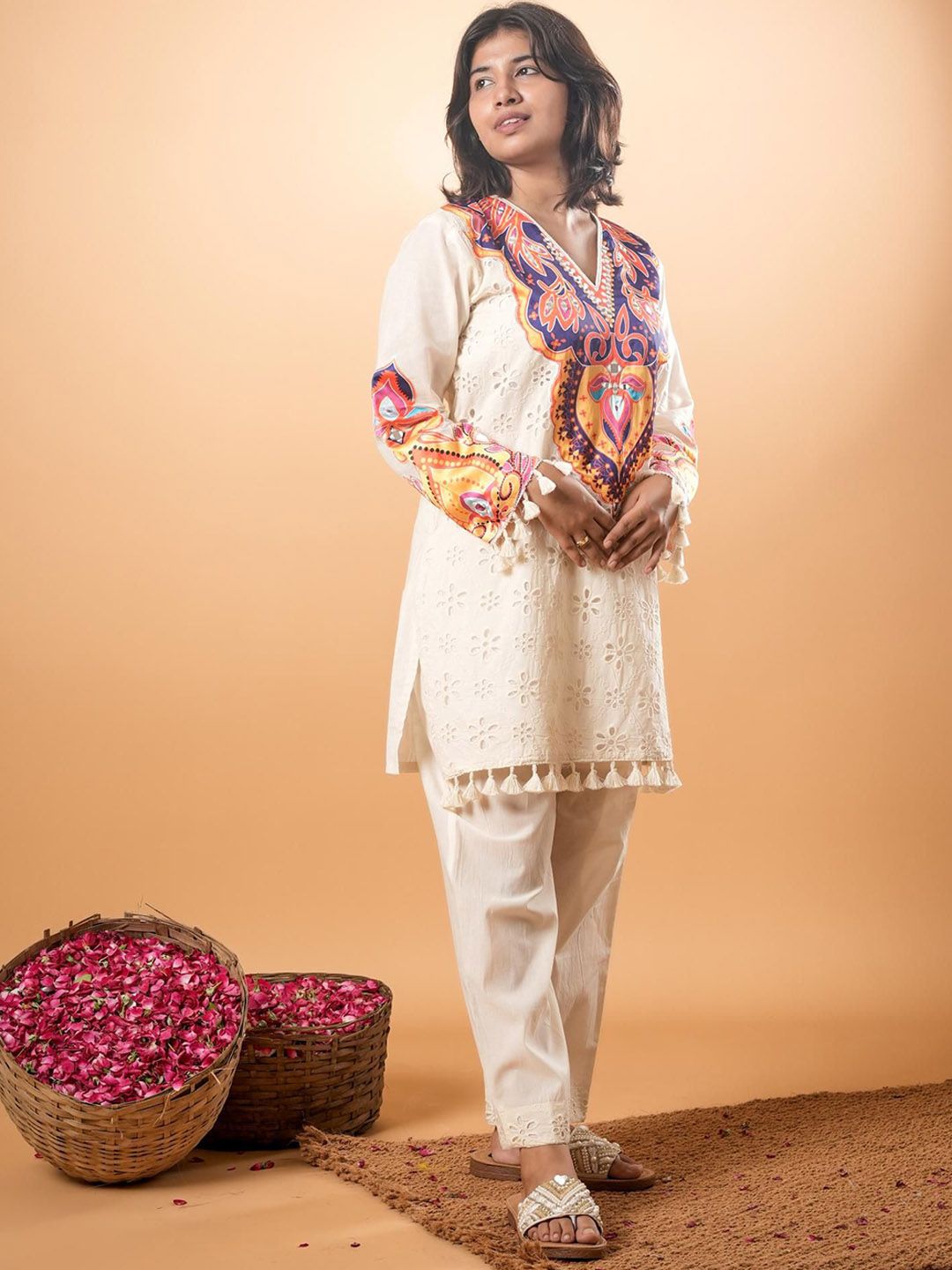 Mamicha Printed V-Neck Tunic With Palazzo Co-Ords