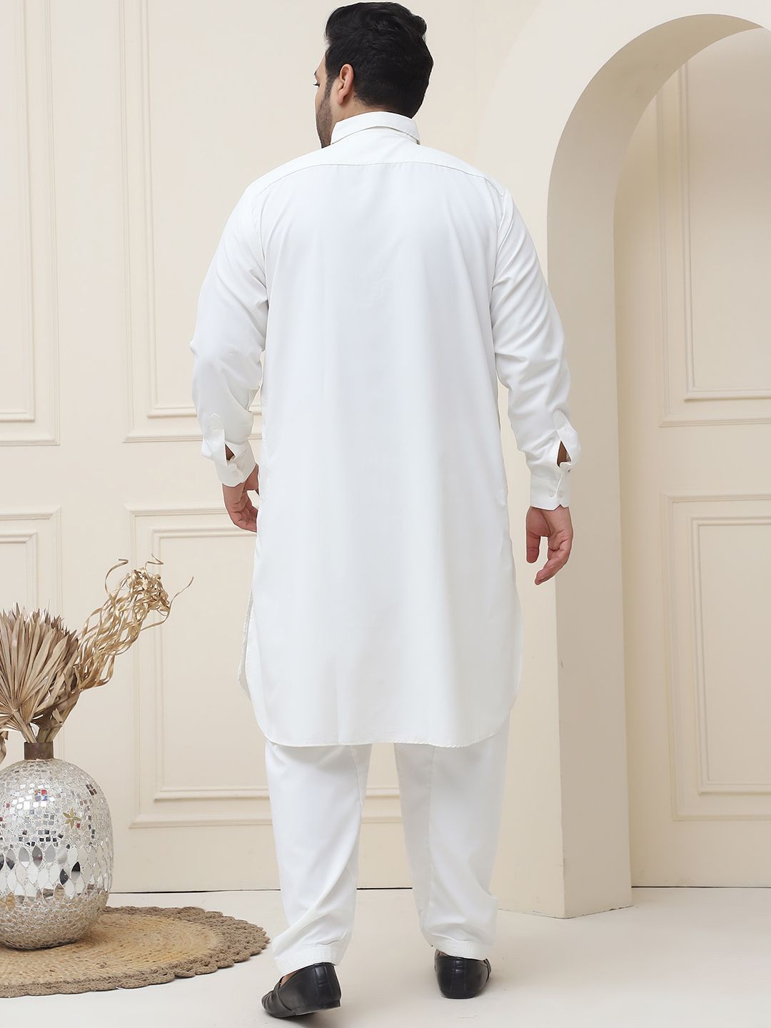 SOJANYA PLUS Shirt Collar Pathani Kurta With Pyjama