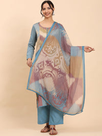 Mamicha Women Printed Regular Pure Cotton Kurta with Palazzos & With Dupatta
