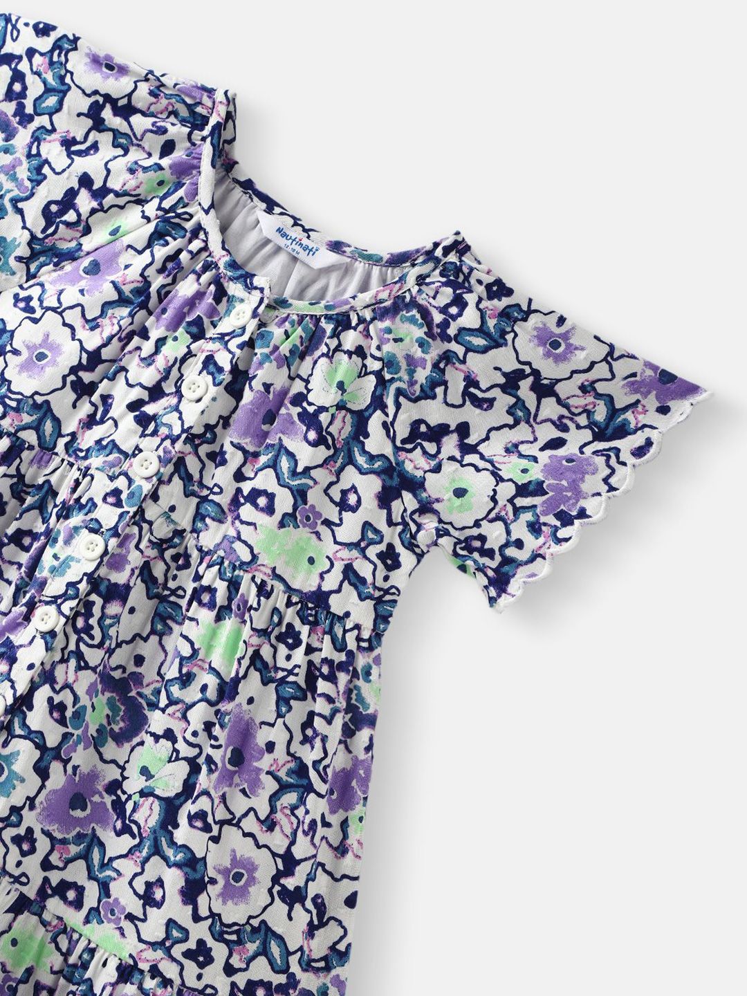 Nauti Nati Girls Floral Printed Knee Length Dress