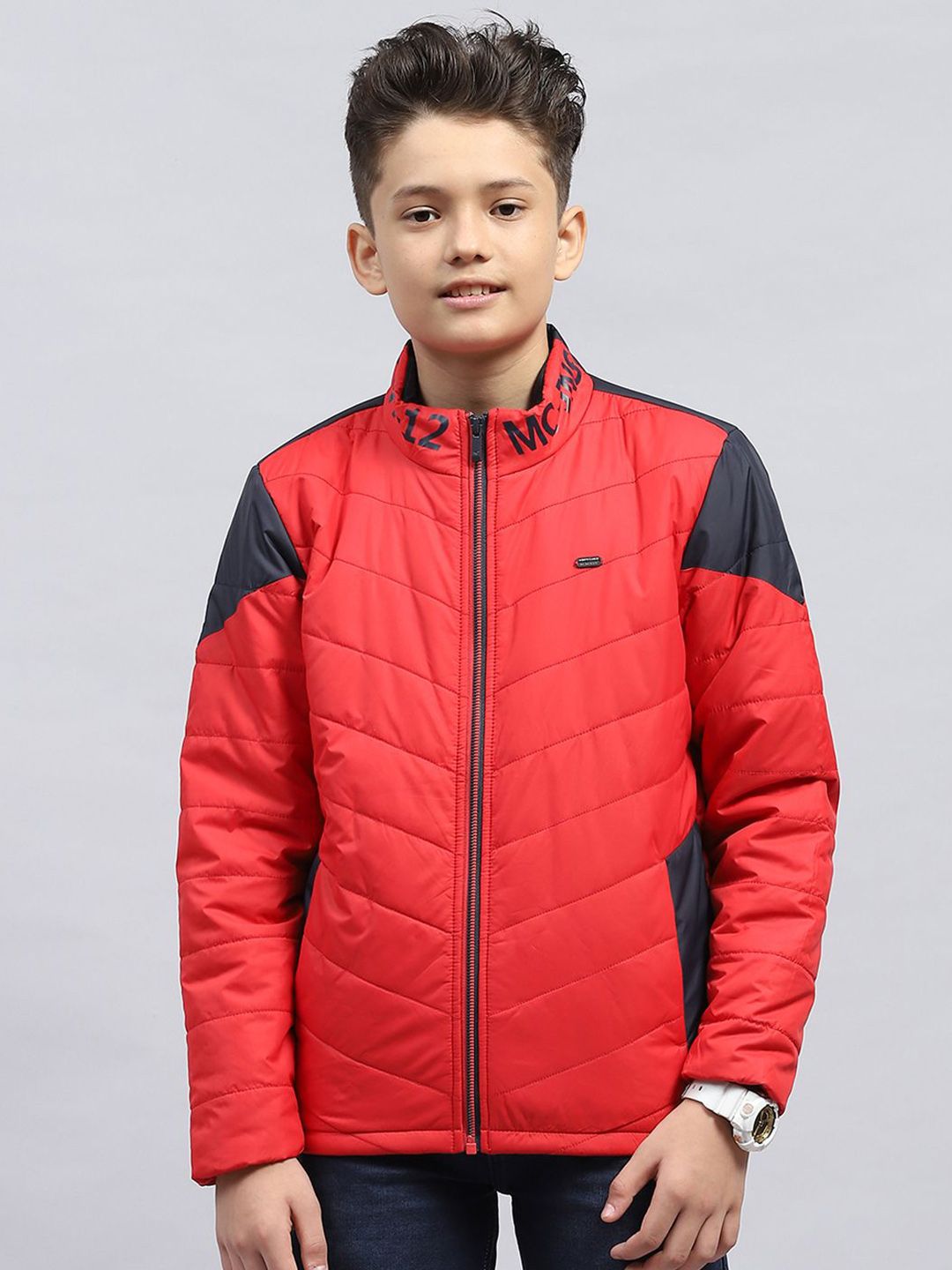 Monte Carlo Boys Mock Collar Solid Casual Padded Jacket