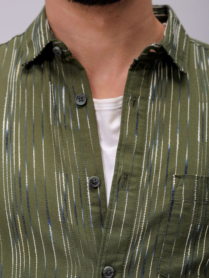 The Indian Garage Co Men Slim Fit Multi Stripes Opaque Striped Casual Shirt