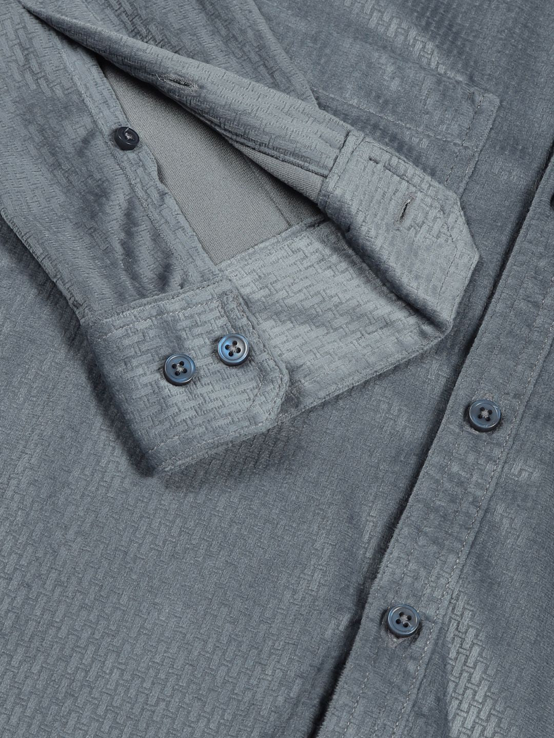 Thomas Scott Men Classic Spread Collar Textured Solid Slim Fit Casual Shirt
