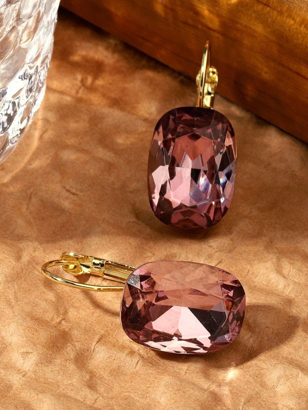 SALTY Gem Stone Studded Contemporary Mystic Sparkle Hoop Earrings